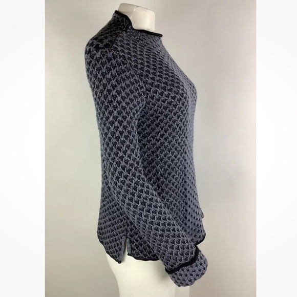 Habitat Sz XS Waffle Knit Pullover Sweater Blue 100% Cotton Mock Neck - Picture 3 of 6